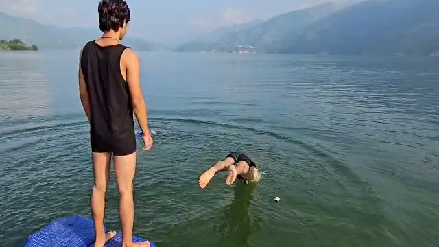 Swimming in tehri lake