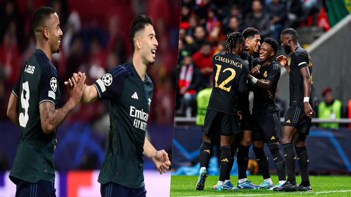 UCL  Champions League  Arsenal  UEFA Champions League  യുവേഫ ചാമ്പ്യൻസ് ലീഗ്  ചാമ്പ്യൻസ് ലീഗ്  സെവിയ്യ  റയല്‍ മാഡ്രിഡ്  വിനീഷ്യസ് ജൂനിയര്‍  Real Madrid defeat Braga  Arsenal wins against Sevilla