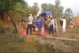 Youth crushed to death with tractor over land dispute in Bharatpur  Youth Killed by Tractor over Land Dispute  Youth Killed by Tractor in Rajasthan  Land Dispute  murder over Land Dispute  Land Dispute leads to murder  murder  ഭൂമി തർക്കം  യുവാവിനെ ട്രാക്‌ടർ കയറ്റി കൊലപ്പെടുത്തി  ഭൂമി തർക്കത്തിന്‍റെ പേരിൽ യുവാവിനെ കൊലപ്പെടുത്തി  കൊലപാതകം