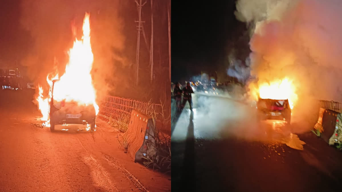 NANO CAR CAUGHT FIRE ON ROAD  CHENGOTTUKAVU NANO CAR CAUGHT FIRE  കാര്‍ കത്തി  NANO CAR