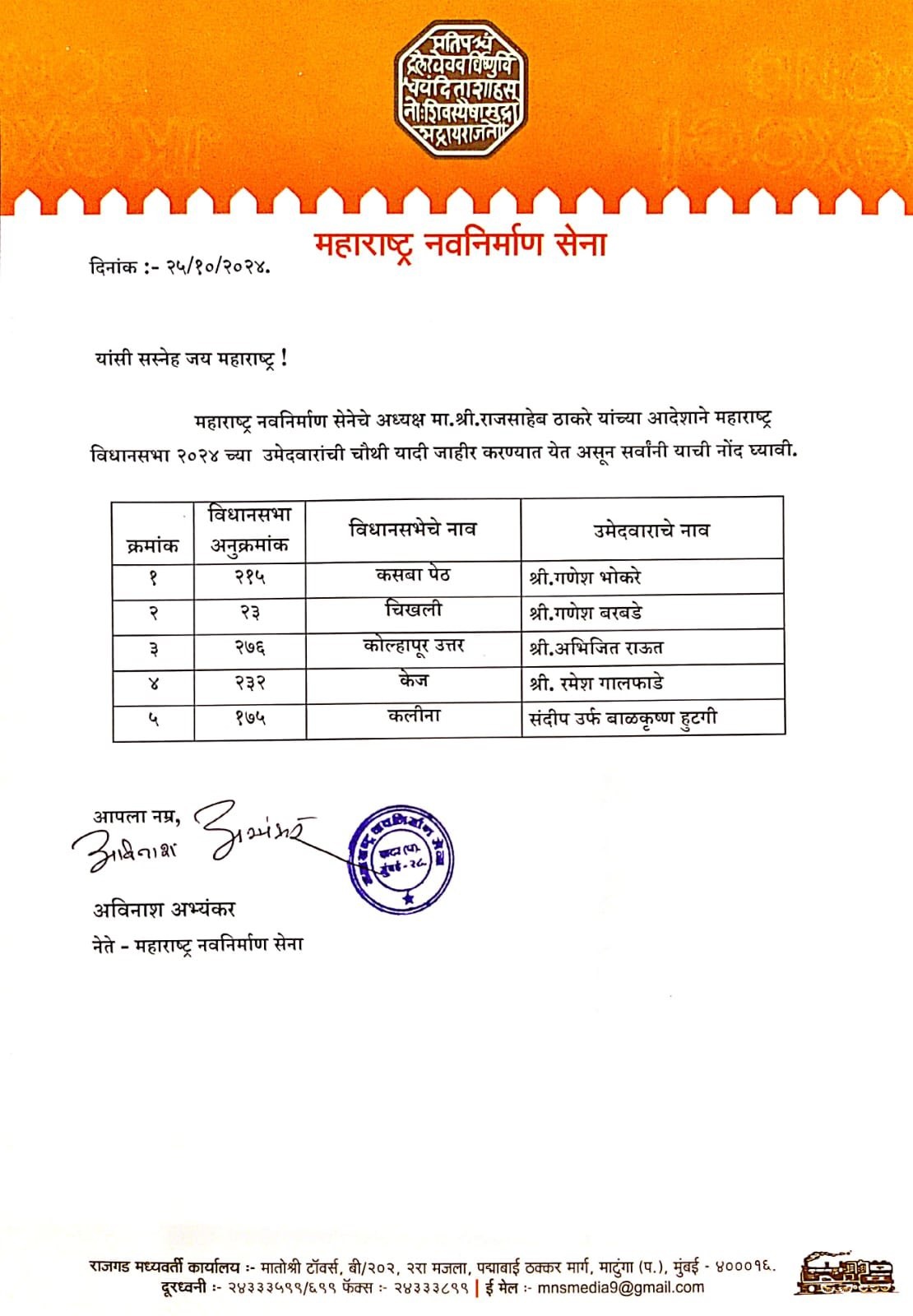 mns candidate list