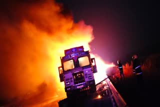 Burning Truck On Samruddhi Highway