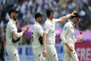 Indian cricket team bundled out on a mere total of 156 in reply to New Zealand's first innings total of 259 runs in Pune.