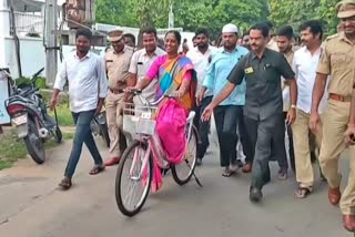 Minister Konda Surekha On Bicycle