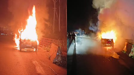 NANO CAR CAUGHT FIRE ON ROAD  CHENGOTTUKAVU NANO CAR CAUGHT FIRE  കാര്‍ കത്തി  NANO CAR