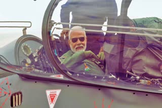 Prime Minister Narendra Modi files a sortie on Tejas and congratulates the Indian Air Force, DRDO and HAL for developing the fighter jet.