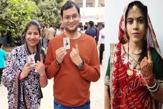 RAJASTHAN ASSEMBLY ELECTION 2023 BEFORE BIDDING FAREWELL IN JAIPUR BRIDE VOTED NRI BECAME EXAMPLE BY COMING TO JAIPUR FROM LONDON TO VOTE
