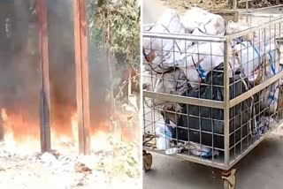 burnt medical waste in open in Korba
