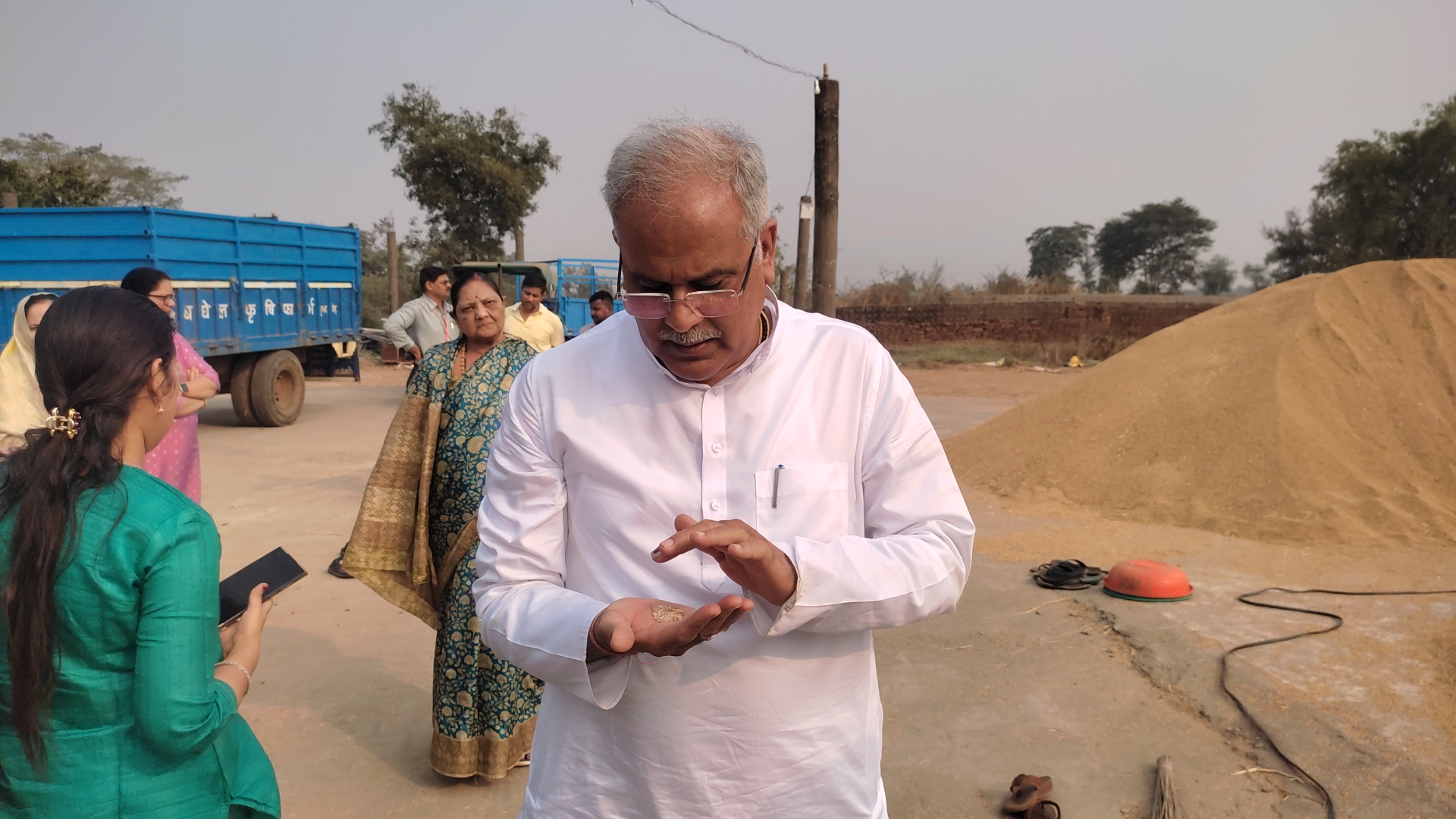 CM Bhupesh amidst fields