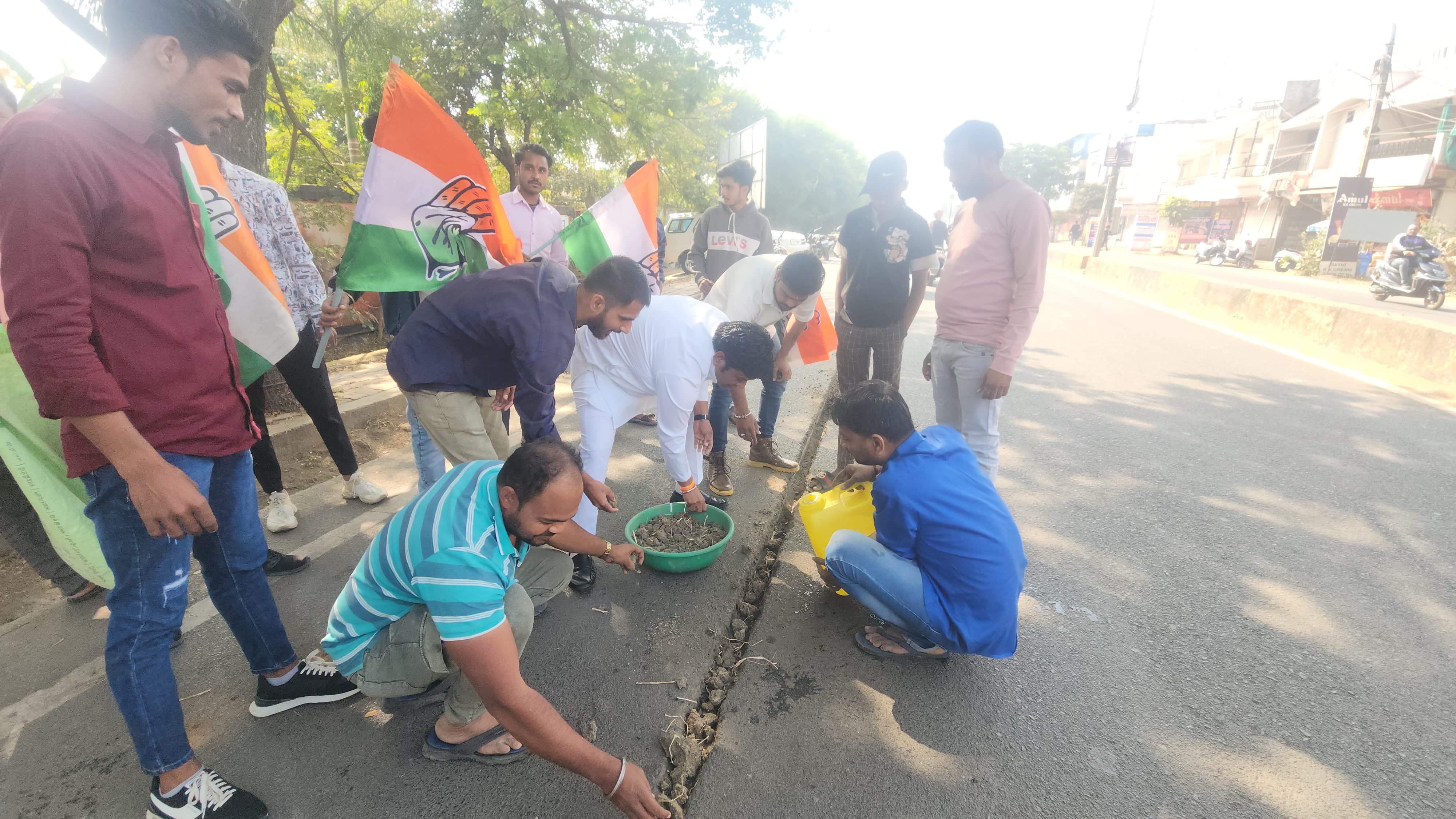 Congress wheat sowing protest