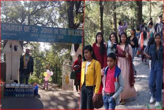 Tourists celebrating Christmas in Dharamshala