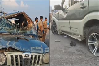 near Vellore car crashes on the Chennai to Bengaluru highway due to a tire burst