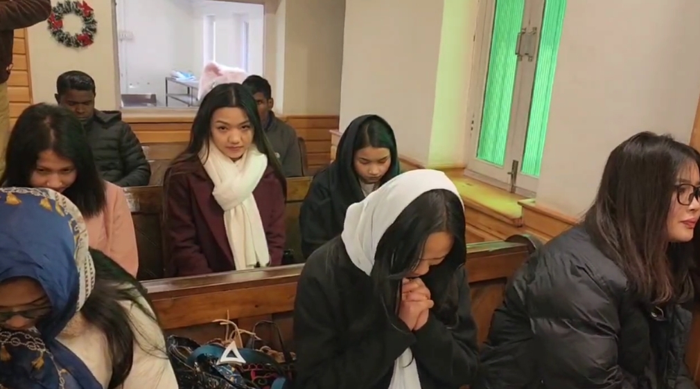 Members of the Christian community celebrate Christmas at the Holy Family Catholic Church in Srinagar, Jammu and Kashmir