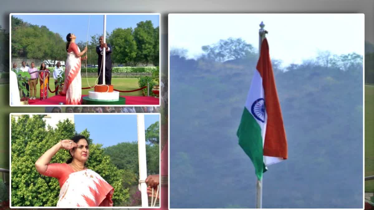 md vijayeswari unfurls tricolour