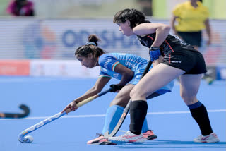 Indian Women's Hockey Team player in action in the quarter-final against New Zealand (Source Hockey India)