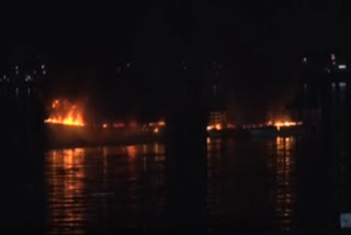 Major Fire Breaks Out At Hussain Sagar; 2 Boats Catch Fire