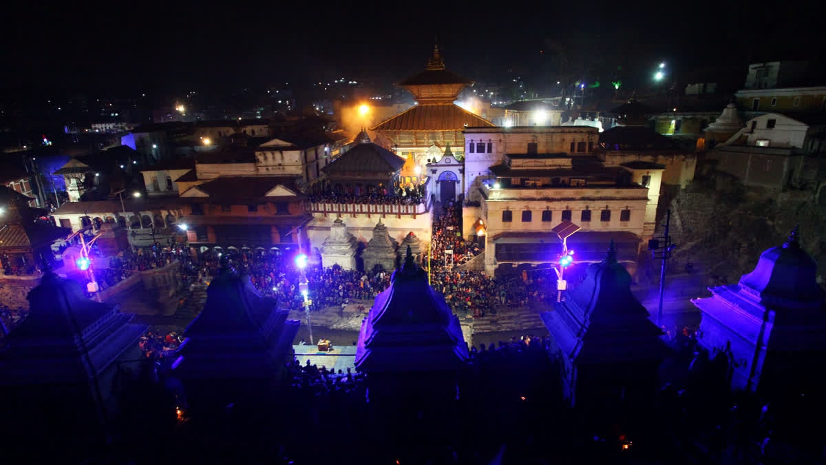 Devotees gather at Pashupatinath temple during the Maha Shivaratri festival in Kathmandu, Nepal.