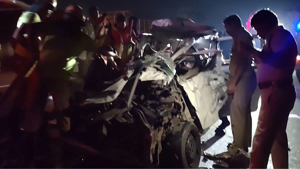 The mangled car after the accident.