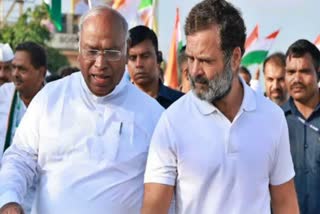 Mallikarjun Kharge (Left) and Rahul Gandhi.