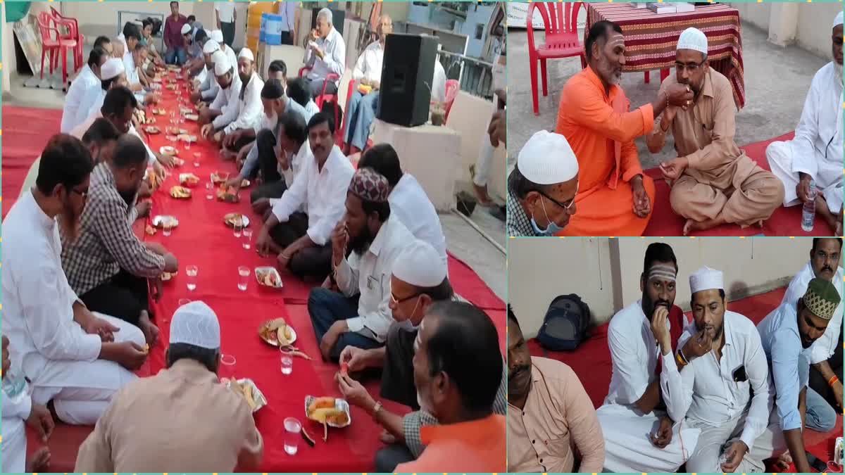 Iftar and Maghrib prayers organized at Sri kanchi basaveshwara shivacharya Roza math in Gulbarga city