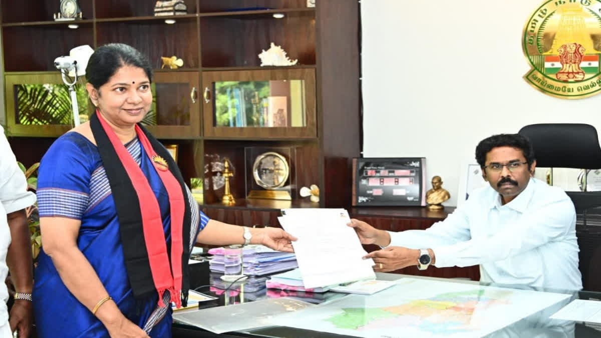 DMK Deputy General Secretary and sitting MP Kanimozhi Karunanidhi filed her nomination papers from the Thoothukudi Lok Sabha constituency in Tamil Nadu on Tuesday.