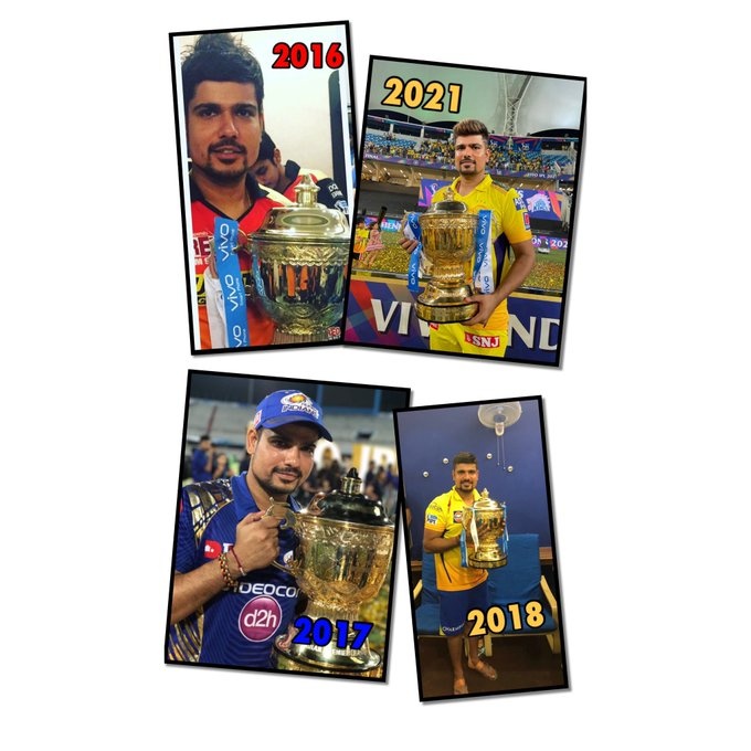 કર્ણ શર્મા IPL ટ્રોફી સાથે