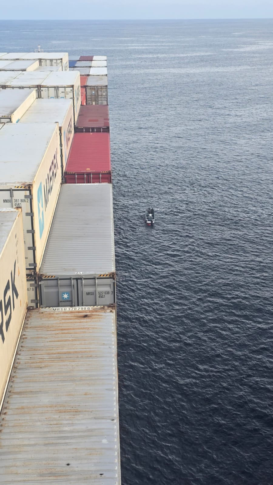 Maersk Yukon cargo ship Caribbean Sea Fishing boat in the Panama canal Captain Sabnesh and team