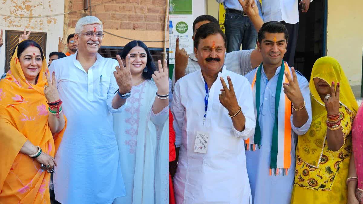 BJP candidate Gajendra Singh Shekhawat and Congress Candidate Karan Singh Uchiyarda Cast Vote