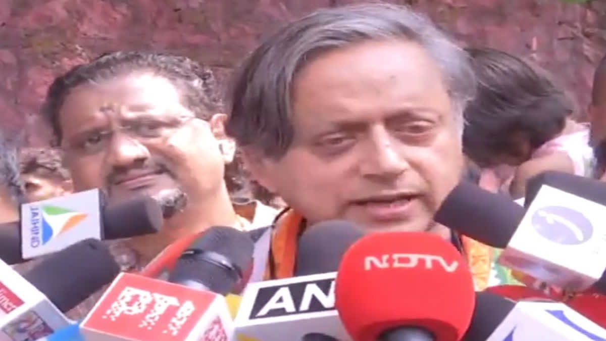 Congress MP and candidate from Kerala’s Thiruvananthapuram, Shashi Tharoor on Friday cast his vote at a polling booth in the constituency. He is up against BJP candidate and Union Minister Rajeev Chandrasekar.