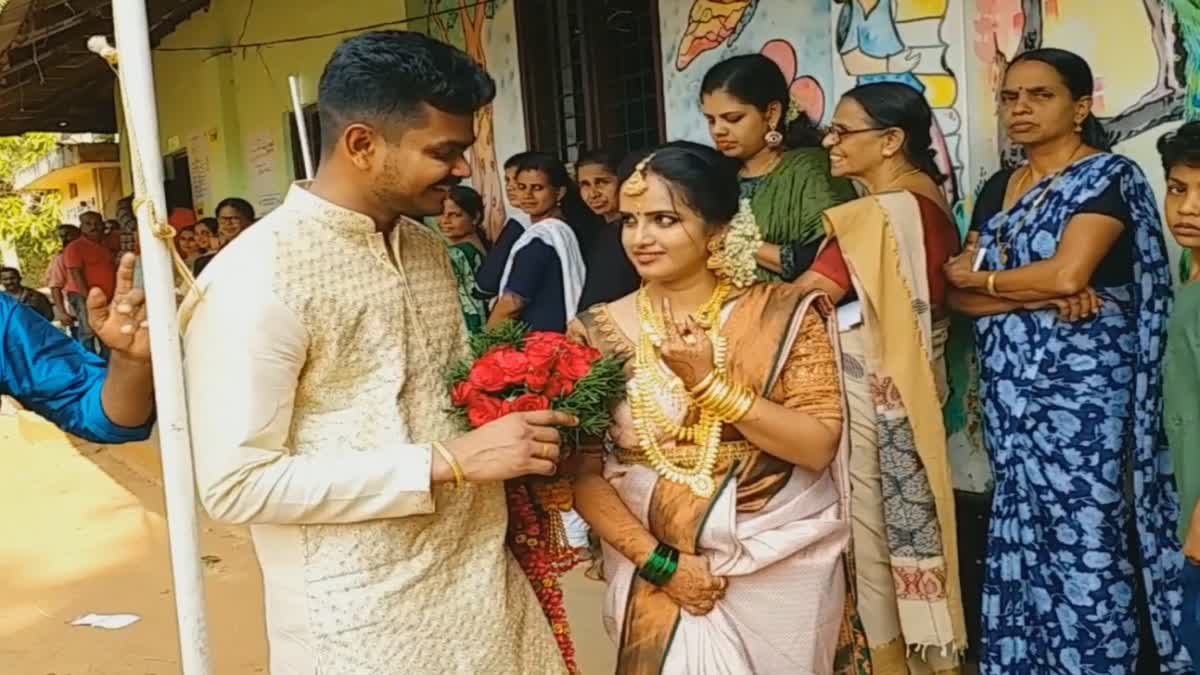 NEWLY WEDDED BRIDE CAST VOTE  LOK SABHA ELECTION 2024  BRIDE AND GROOM CAST VOTE  VADAKARA CONSTITUENCY