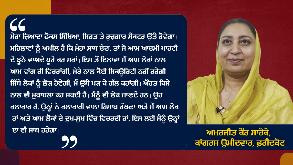 Congress Candidate Amarjit Kaur Sahoke