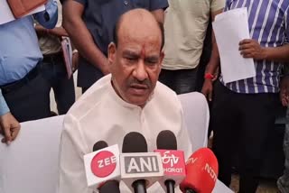 Om Birla speaks to the reporters in Bundi.