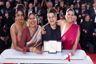 Payal Kapadia with her All We Imagine As Light team after Cannes win