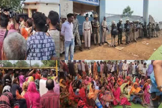 Villagers protest at Bemetara blast site in Chhattisgarh on Sunday, May 26.