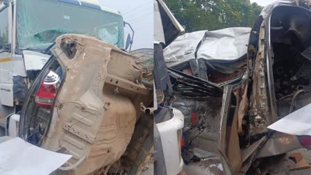 KARNATAKA HASSAN ROAD ACCIDENT  CAR RAMS TRUCK IN HASSAN  കാർ ട്രക്കിലിടിച്ച് 6 മരണം കര്‍ണാടക  കര്‍ണാടക റോഡപകടം