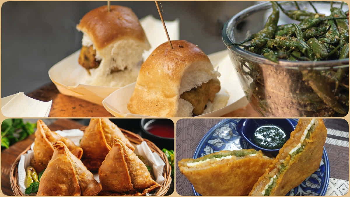 Monsoon Snacks  Indian Snacks  Snacks to munch on rainy season  Tea  Chai  Onion Pakora  Samosa  Bread Pakora  Moong Dal Pakora  Vada Pav