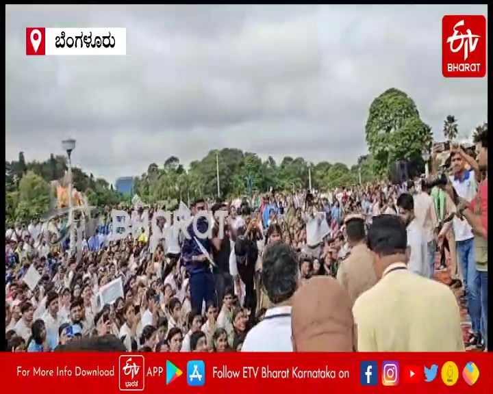 DCM DK Shivakumar walks with school children