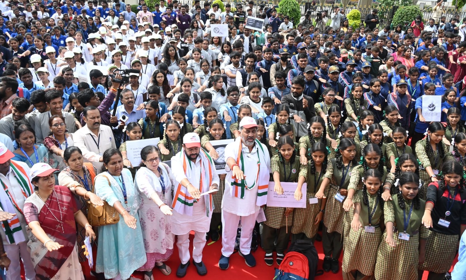 DCM DK Shivakumar walks with school children