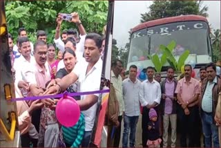 Finally government bus arrived Hoysalalu village