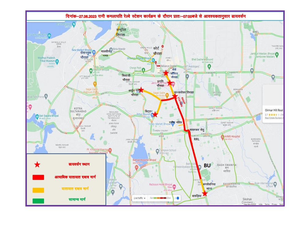 Traffic routes diverted in Bhopal