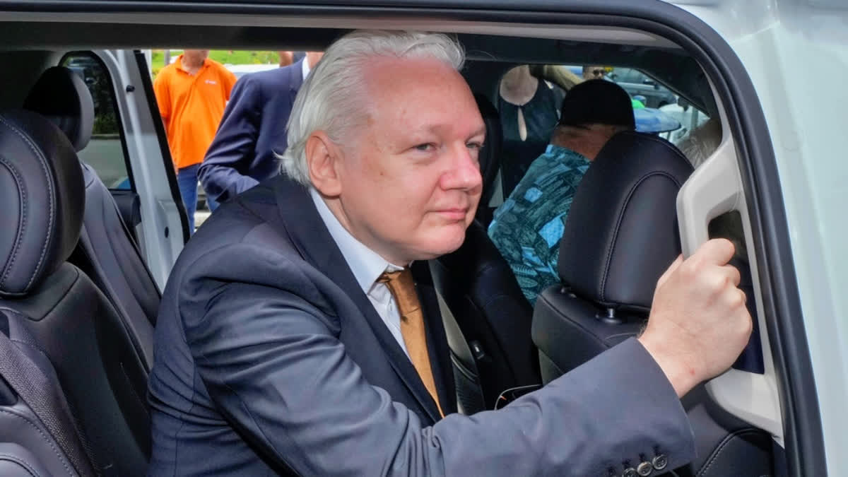 WikiLeaks founder Julian Assange leaves the federal court in Saipan, Mariana Islands, Wednesday, June 26 2024.