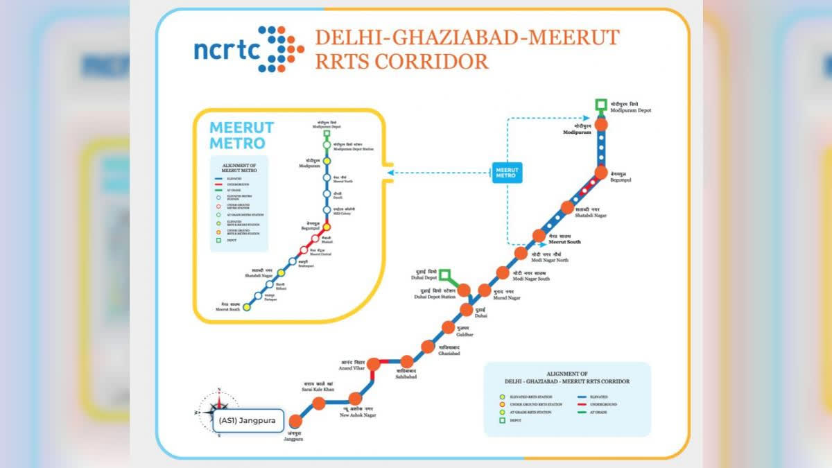 Map of Delhi-Ghaziabad-Meerut Regional Rapid Transit System Corridor