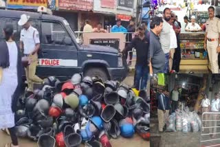 half-helmets-seized-by-traffic-police-in-shivamogga