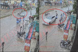 A car collided with a bike and two female students in Raichur and the video of the accident has gone viral. The incident took place on July 18 near Sri Raghavendra Petrol Station on Station Road in the city.