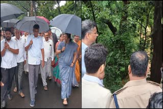 Minister Satish Jarakiholi visited the rain damaged areas in Khanapura taluk