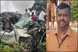 Accident between car and lorry in Nagamangala: Journalist died