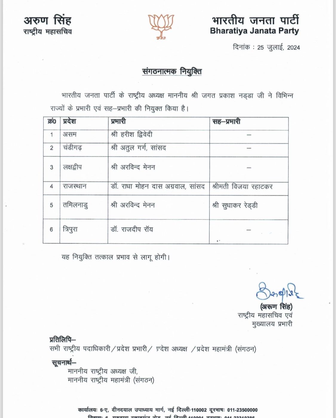 Big change in Rajasthan BJP