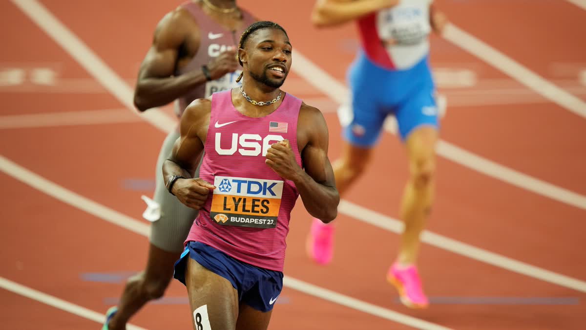 Noah Lyles who wants to someday be more than a mere sports star stayed on that trajectory Friday in a 19.52-second runaway to become the first man to complete the 100-200 sprint double at worlds since Usain Bolt did it for the third time back in 2015.