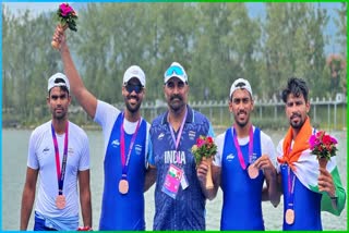 Yamunanagar Parminder Singh in rowing competition  bronze medals