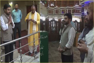 Etv Bharatdc-budgam-inspects-ongoing-developmental-works-at-charar-i-sharief-ragyna-mata-temple